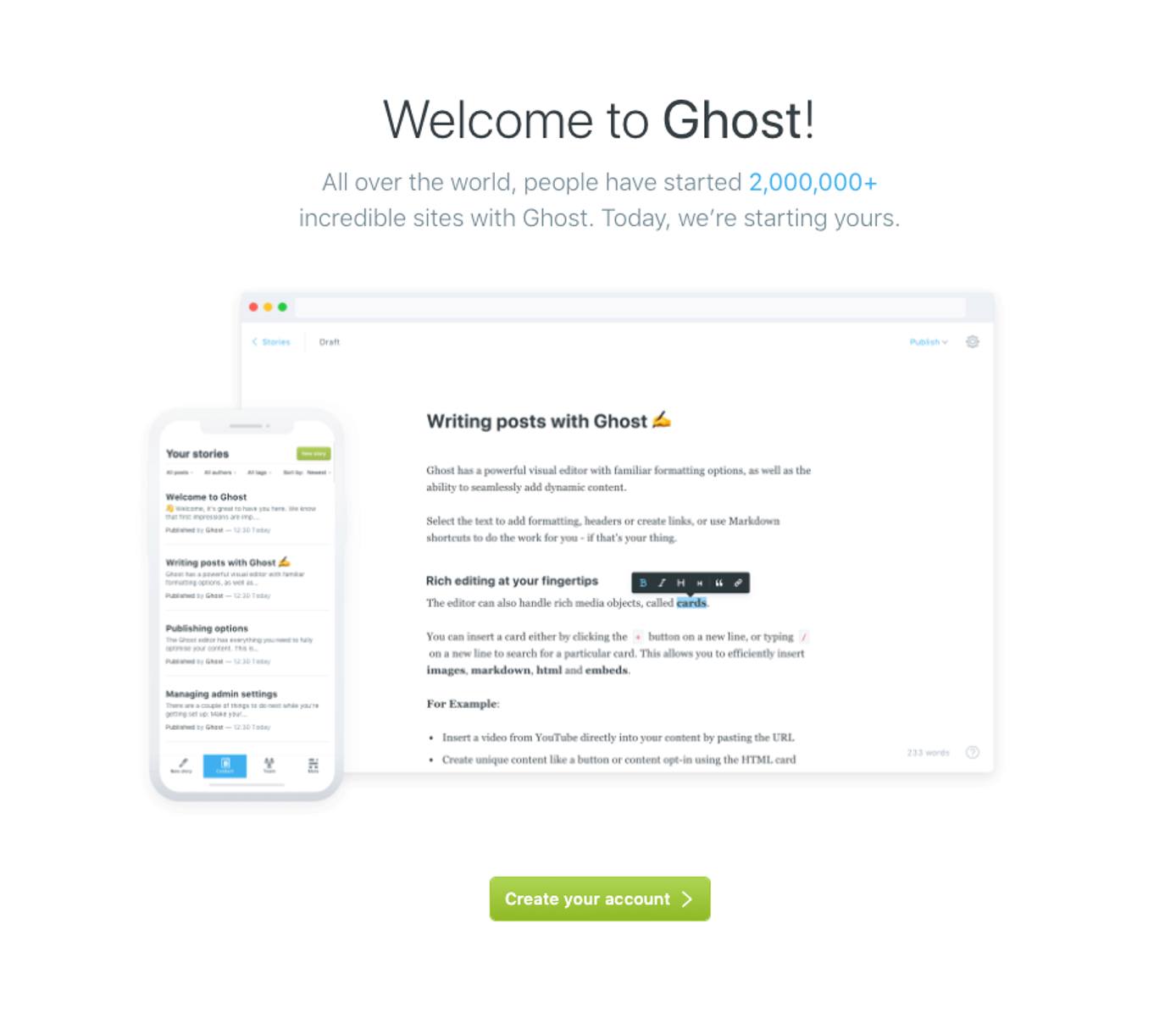 Ghost Welcome Screen Ghost Welcome Screen