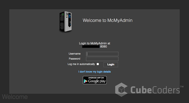 McMyAdmin Login Page McMyAdmin Login Page