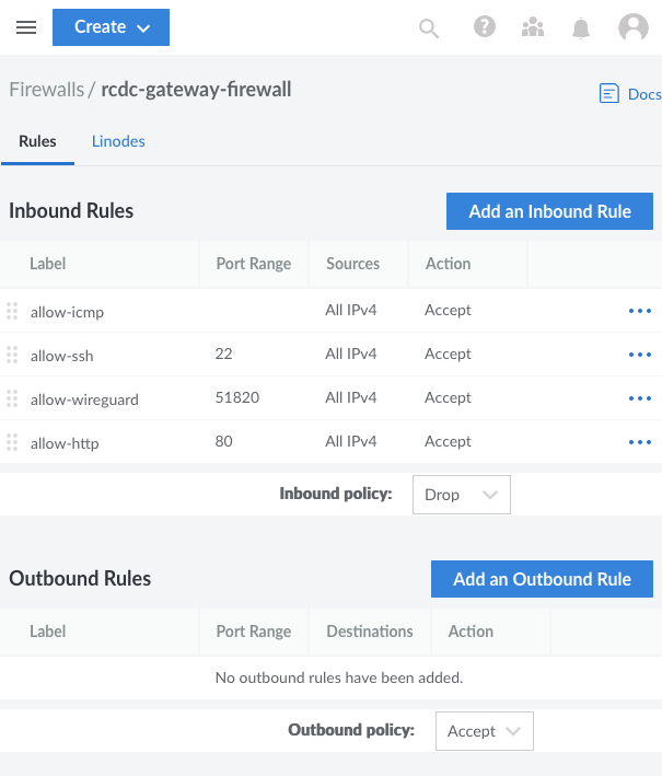 Configuring a cloud firewall from within the Linode Cloud Manager Configuring a cloud firewall from within the Linode Cloud Manager